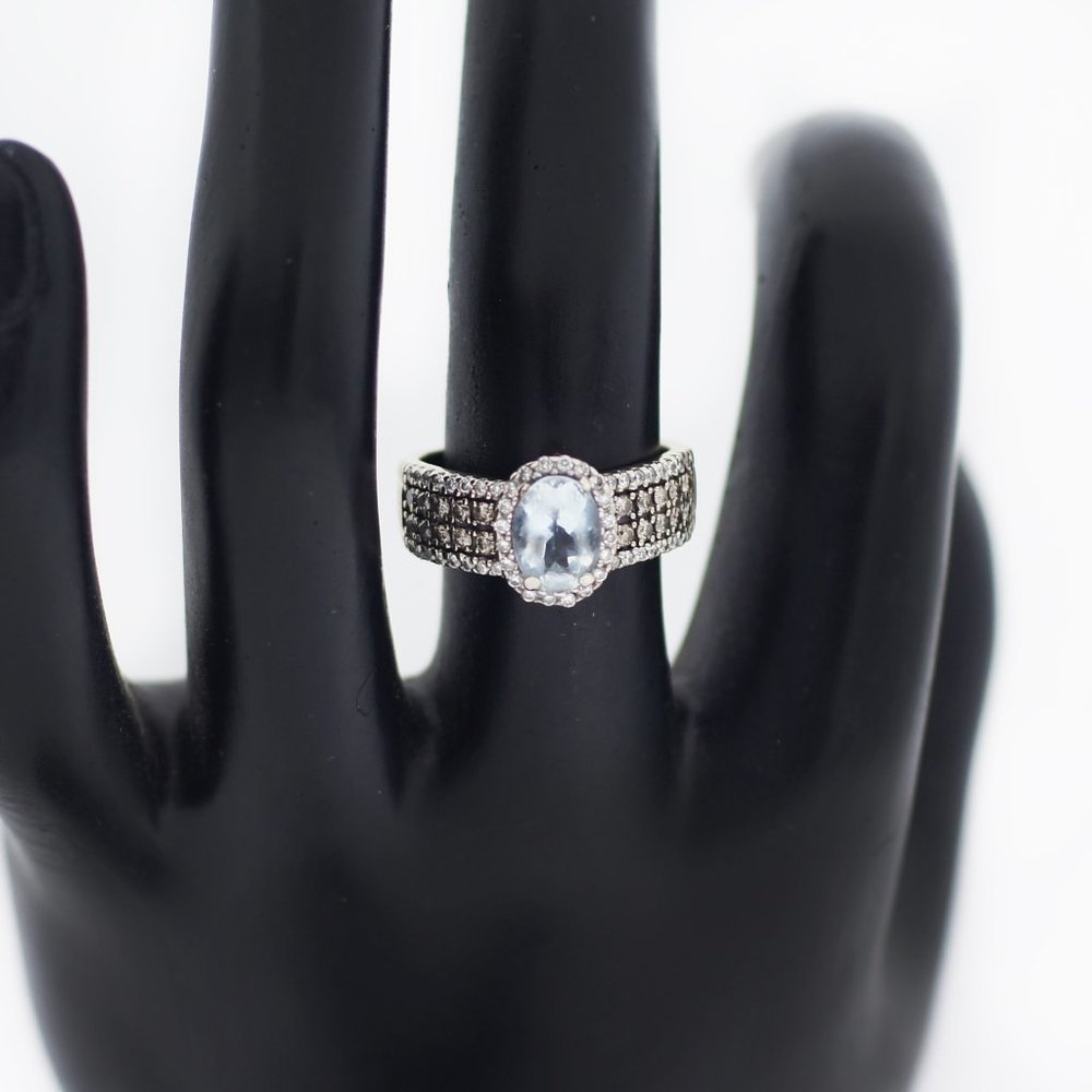 LeVian Grand Genuine Aquamarine, Chocolate and White Diamonds Ring